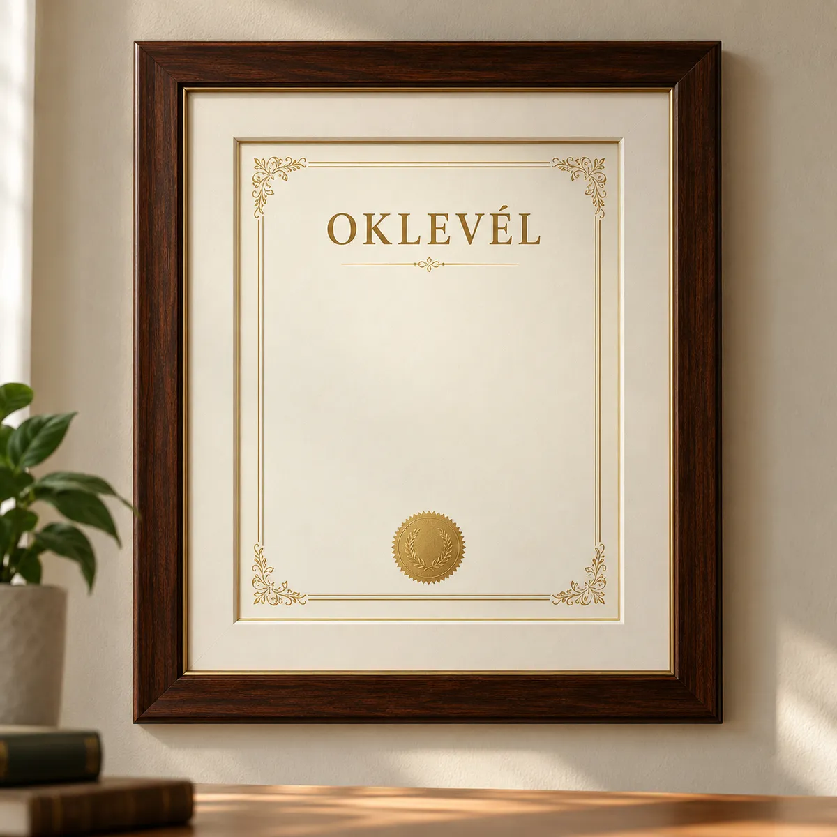 oklevel keretezes elegans fa keret